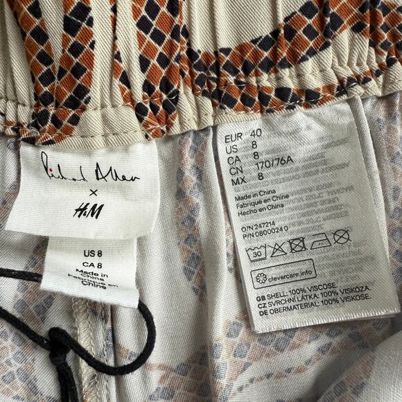NWOT Richard Allen X H&M Wide Leg Crop Pants SZ 8 Serpent Snake Classic Casual - Picture 5 of 10